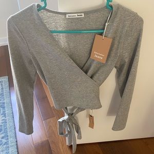 NWT reformation wrap top - gray, small